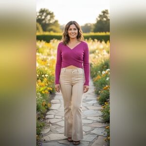 Sweet Rain Women's V-Neck Fuchsia Sweater